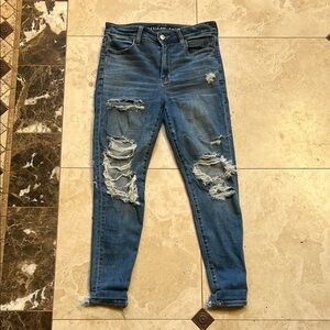 American Eagle Outfitters Blue Skinny Distressed Jeans